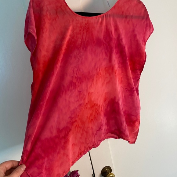 100% Silk Vintage Box Top Tie Dye Pink Med-Large - Picture 7 of 7